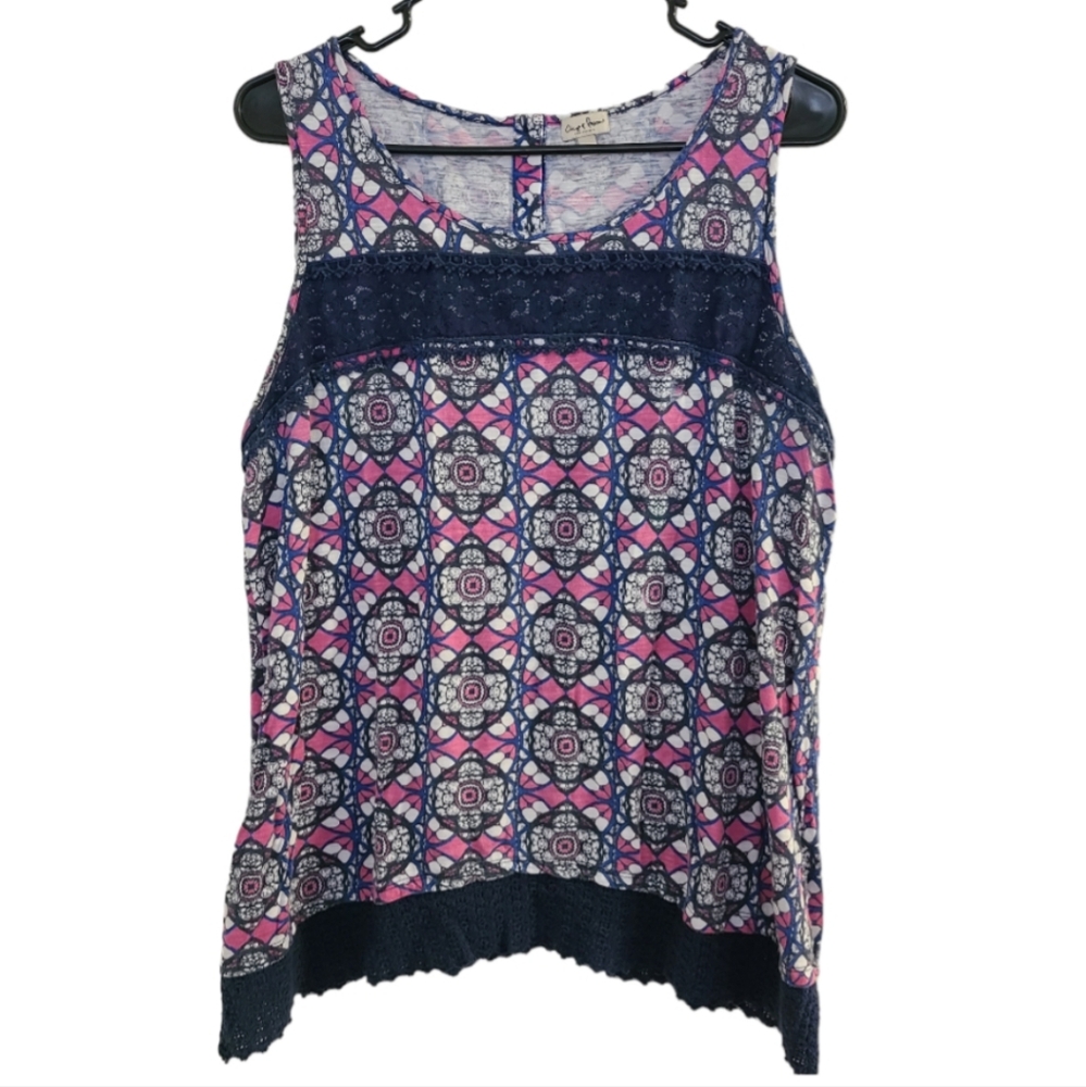 Chip & Pepper Bohemian tank top large trippy tank top pink blue boho hippie cute